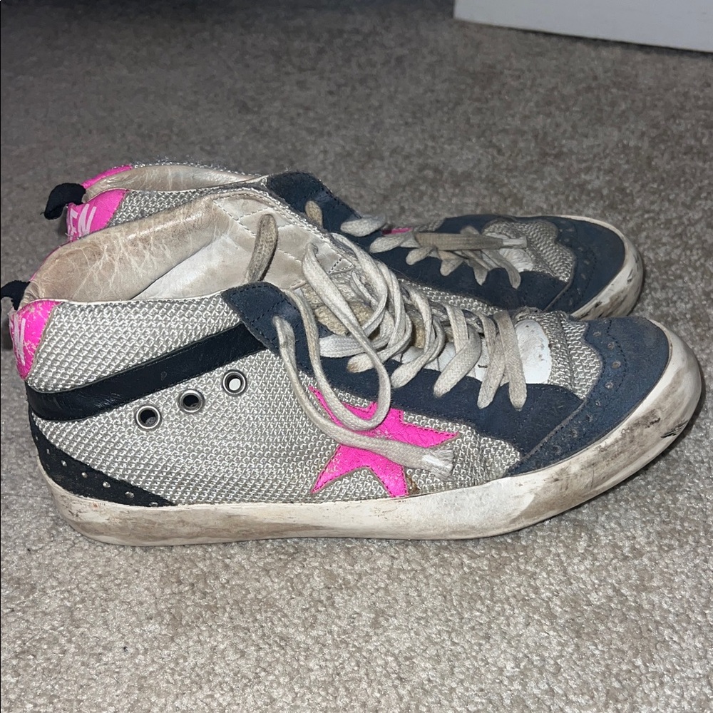 Golden Goose Pink and Gray High-Top Sneakers